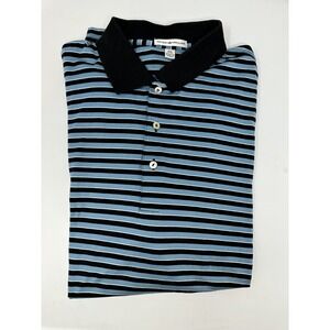 Peter Millar Polo Shirt Mens XXL Blue Stripe Short Sleeve